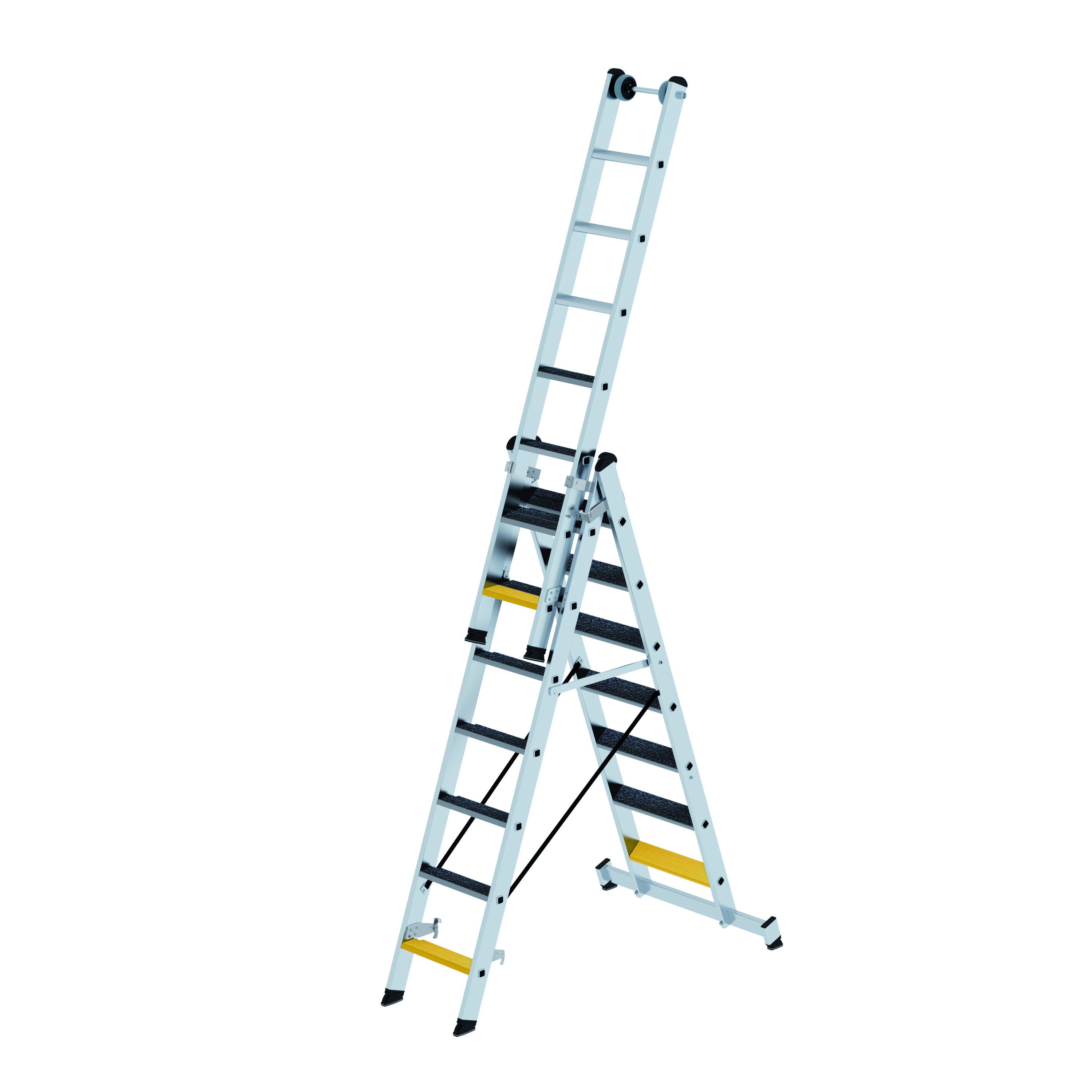 Stufen-Mehrzweckleiter 3-teilig mit nivello®-Traverse und clip-step R13